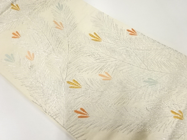 JAPANESE KIMONO / ANTIQUE FUKURO OBI / SILK / WOVEN YOUNG PINE